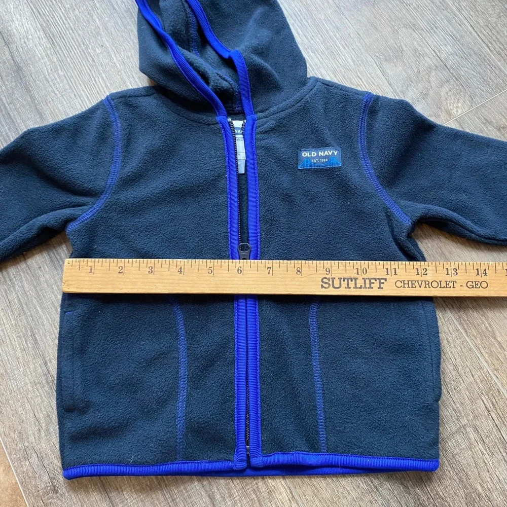 Old Navy Kids Navy‎ Blue Fleece Full Zip Hoodie 12-18 Months Blue Trim, Spring